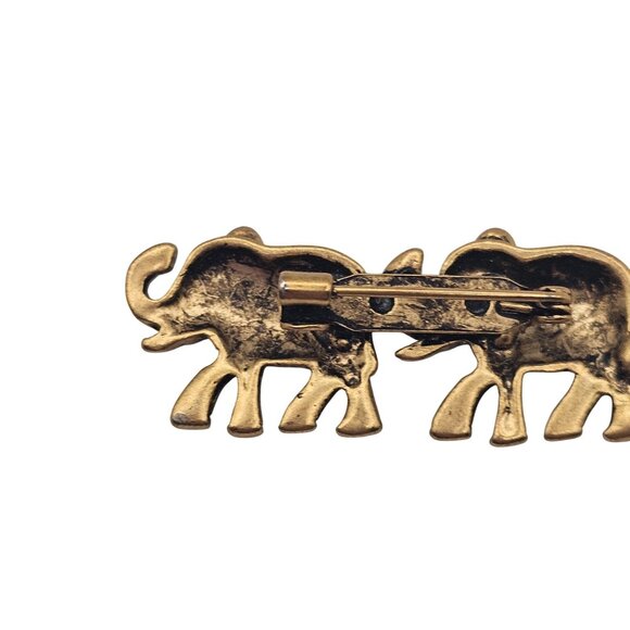 Elephant 3pc Lot Set Brooches Gold Toned Rhinestone Figural Pin Safari Animals - Picture 6 of 15